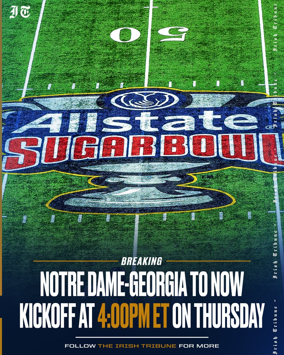 𝐁𝐑𝐄𝐀𝐊𝐈𝐍𝐆: Notre Dame-Georgia will now kickoff tomorrow at 4pm ET per <a href="/PeteThamel/">Pete Thamel</a> -

University and CFP officials coordinated the new kickoff time with authorities. 

📸: John Korduner