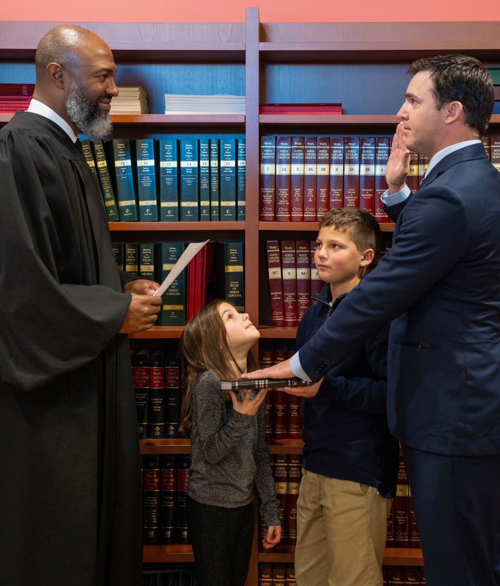 NCAGO's tweet image. Today, Attorney General @JeffJacksonNC took the oath of office to become North Carolina’s 51st Attorney General.
