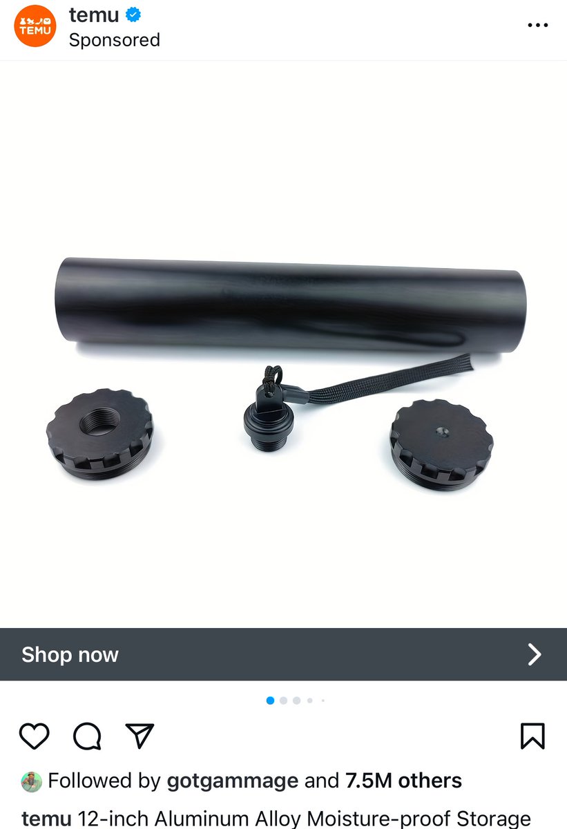 Mrgunsngear's tweet image. Temu’s account on instagram must be run by feds… 🤨

#temu #suppressor #Form1 #silencer #entrapment