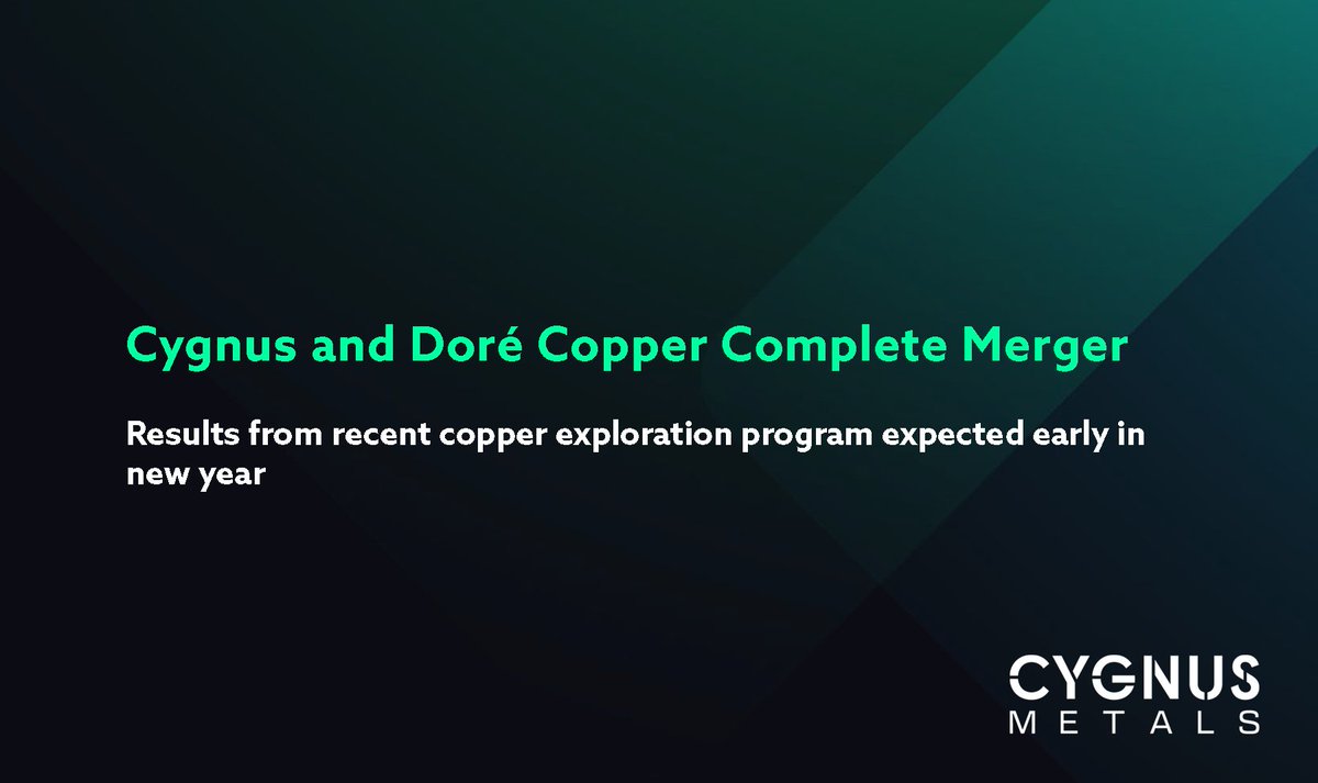 CygnusMetals1's tweet image. We have successfully completed our merger with @DoreCopper, establishing us as a leading player in the critical minerals sector, with a strategic focus on high-grade #copper and #lithium assets in Quebec, Canada.

Read the full ASX release: bit.ly/42g7pCj