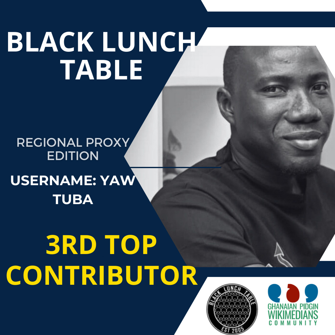 Ghanaian Pidgin Wikimedians Community (@ghpidginwiki) on Twitter photo We dey thank wona bossus for de contest "Artists Wey Get Colour too Dey" for de collabo we do give <a href="/BLACKLUNCHTABLE/">Black Lunch Table</a> . Congrats to wona winners <a href="/Wikimedia/">Wikimedia Foundation</a> We dey thank wona bossus for de contest "Artists Wey Get Colour too Dey" for de collabo we do give <a href="/BLACKLUNCHTABLE/">Black Lunch Table</a> . Congrats to wona winners <a href="/Wikimedia/">Wikimedia Foundation</a>