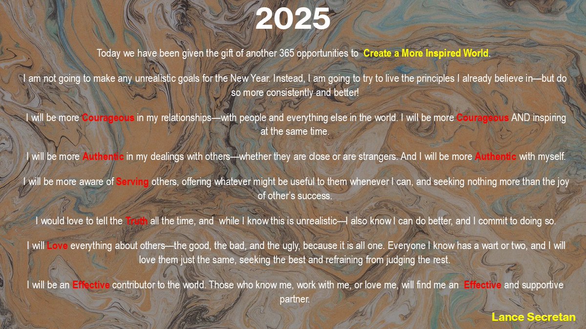 secretan's tweet photo. My Commitments for 2025 https://t.co/GHJJixUXgE