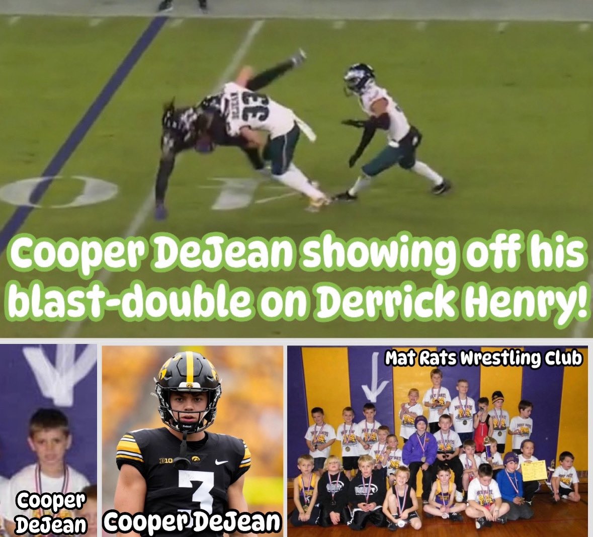 The Pin Doctors (@pin_dox) on Twitter photo I KNEW <a href="/cdejean23/">Cooper DeJean</a> had to have at least learned a double leg at some point in his life! Never realized he was part of the Mat Rats Wrestling Club! 😎 I KNEW <a href="/cdejean23/">Cooper DeJean</a> had to have at least learned a double leg at some point in his life! Never realized he was part of the Mat Rats Wrestling Club! 😎