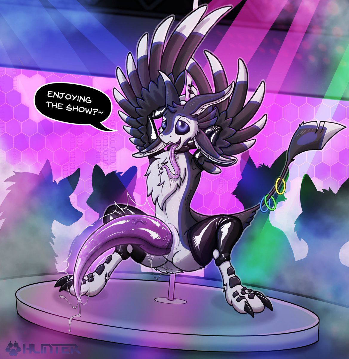 Fluffy_Avali's tweet photo. Hunter's practicing his moves at the new nightclub, and wants to know what you think!~ https://t.co/F1MOSRcHzN