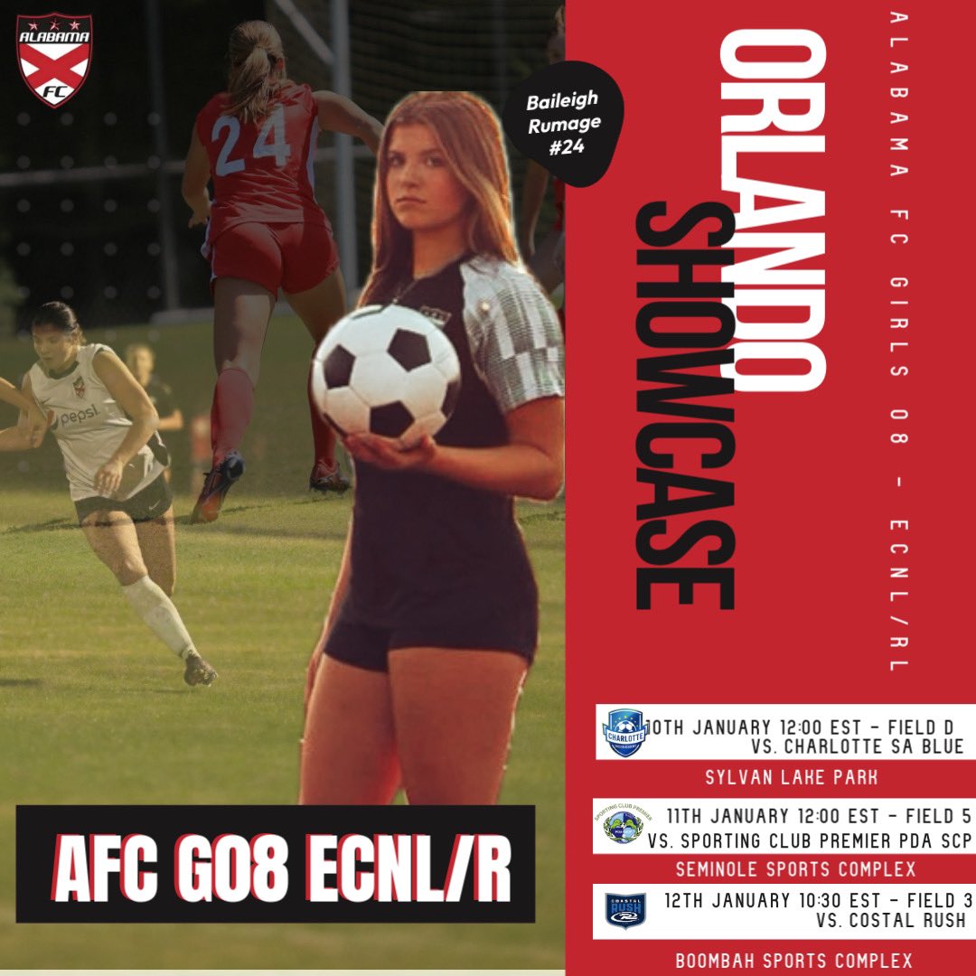 BaileighRumage's tweet photo. Ready to put the years of training and practice to work! 💪🏽⚽️ See you soon in ORL. #letsgetthis
ECNL-RL Orlando Winter Showcase ‘25 - Jan 10-12
@ImYouthSoccer @TopDrawerSoccer @prepsoccer @ECNLgirls 
@ImCollegeSoccer
@TheSoccerWire @ECNLGirls @theECNL @ECNLSoutheast @Bham_United https://t.co/D9aEgdzTvq