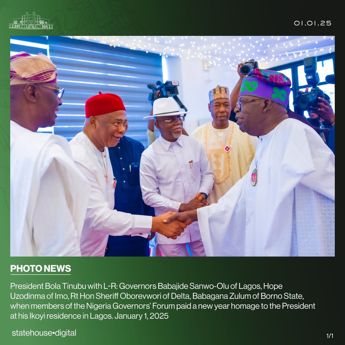 Nigeria Governors Forum pays New Year's Homage to President Bola Tinubu at his Lagos residence