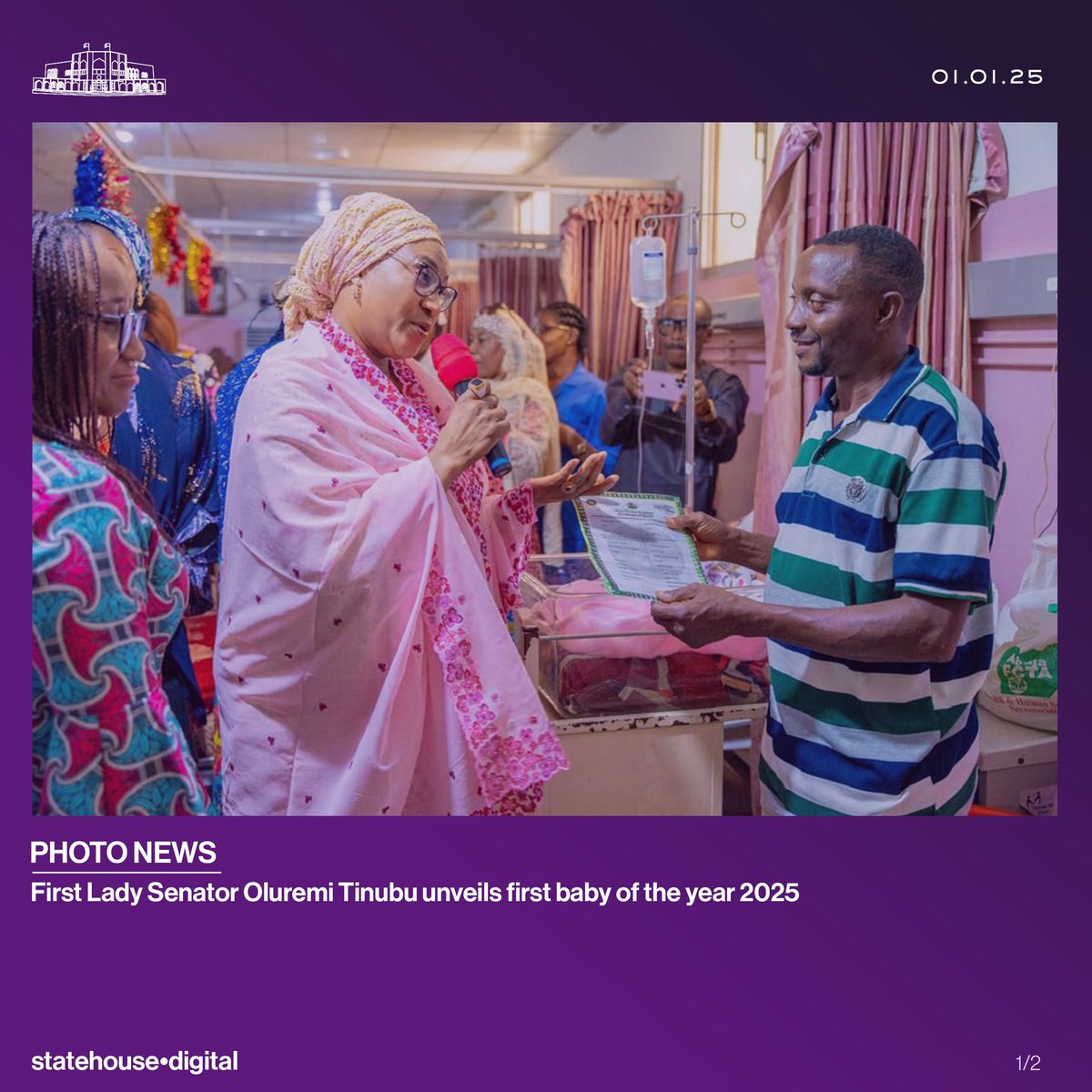 First Lady Senator Oluremi Tinubu unveils first baby of the year 2025