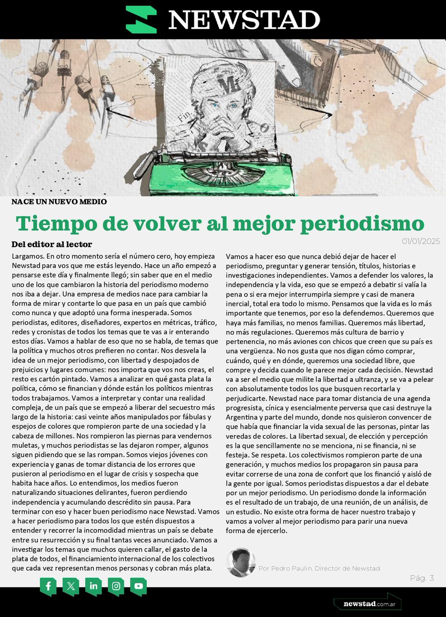 💣🚨  NACE UN MEDIO
🎙️ Te vamos a contar la realidad como nadie, vamos a hablar de eso que no se habla, de temas que la política y muchos prefieren no contar.

🆕 HOY EMPIEZA 🅽Ⓔ🆆Ⓢ🆃Ⓐ🅳: el medio que militará la libertad a ultranza, con profesionales que vamos a investigar,