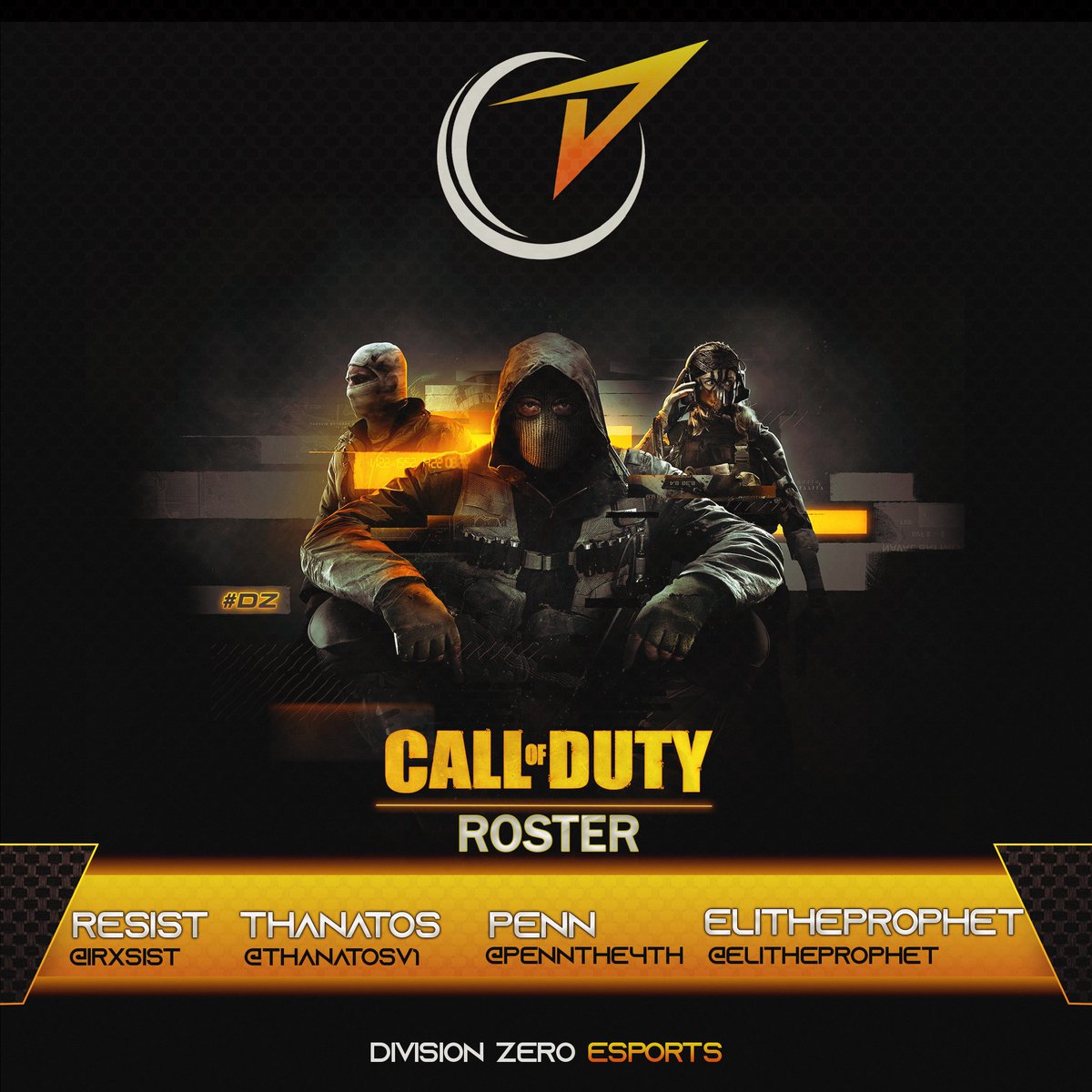 We would love to announce our new roster to start 2025! 
Division Zero Black 
<a href="/iRxsist/">Resist</a> 
<a href="/ThanatosV1/">Duston</a> 
<a href="/PennThe4th/">Penn</a> 
@EliTheProphettt 

Some nasty players we cant wait to see repping the Div0 name!! 

#DivideTheOpposition