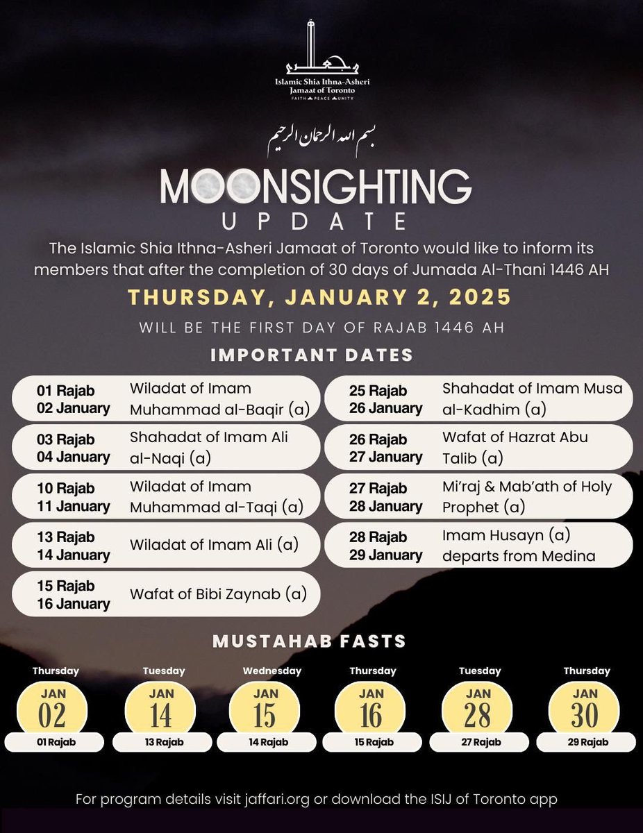 🌙  Moonsighting Rajab 1446 AH #Rajab