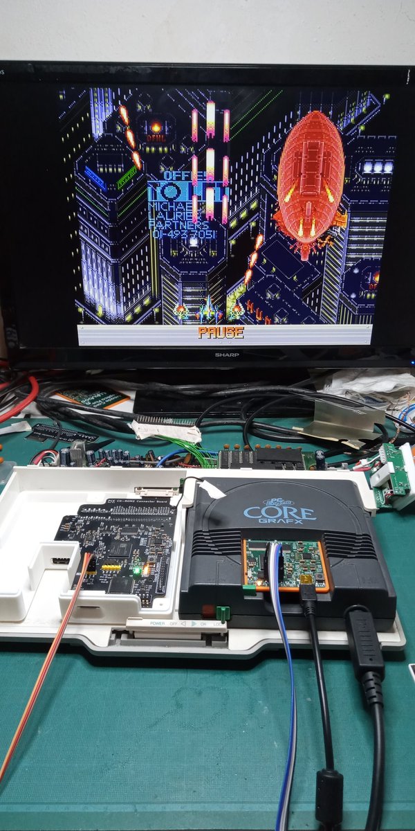 Bonne année à tous. Enfin une mis à jour de mon Arcade pour quelle puisse fonctionner avec l'IFU-30. Je vais continuer les tests mais ça a l'air stable. #PCENGINE #RETROGAMING #FPGA