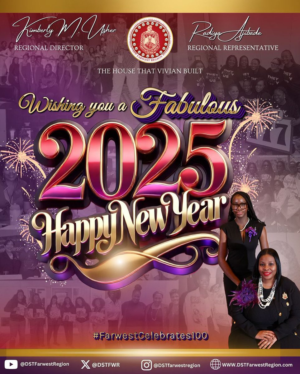 DSTFWR's tweet image. On behalf of the Farwest Region we extend our warmest wishes for a joyous and prosperous New Year! ✨

#deltasigmatheta #DSTFarwestRegion #FarwestFIRST #DST1913 #Sisterhood #FABULOUSFarwestRegion #FarwestCelebrates100