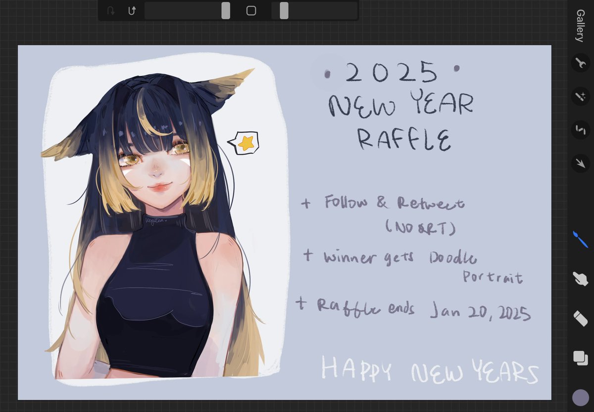 Keyutea's tweet image. Woowowoowowoowowow Happy new years 🥳
Here’s my annual raffle !
As always to enter:
- Retweet to enter
- 1 winner gets a doodle portrait drawing (fan art or oc)
- raffle ends on Jan 20, 2025 ! 
Good luck and happy new years :D