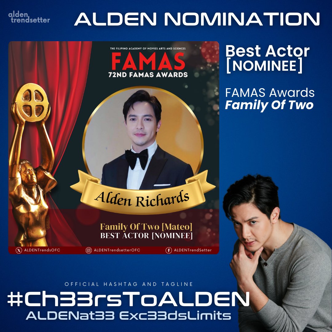 As we celebrate ALDEN's birthday today, let's also celebrate what he has accomplished in 2024 🏆🏆🏆

From the projects he completed in 2023 -- Five Breakups And A Romance and Family Of Two,
ALDEN has reaped awards and nominations! 🙌🏻🙌🏻🙌🏻

CHEERS to ALDEN! 🥂

<a href="/aldenrichards02/">Alden Richards</a>