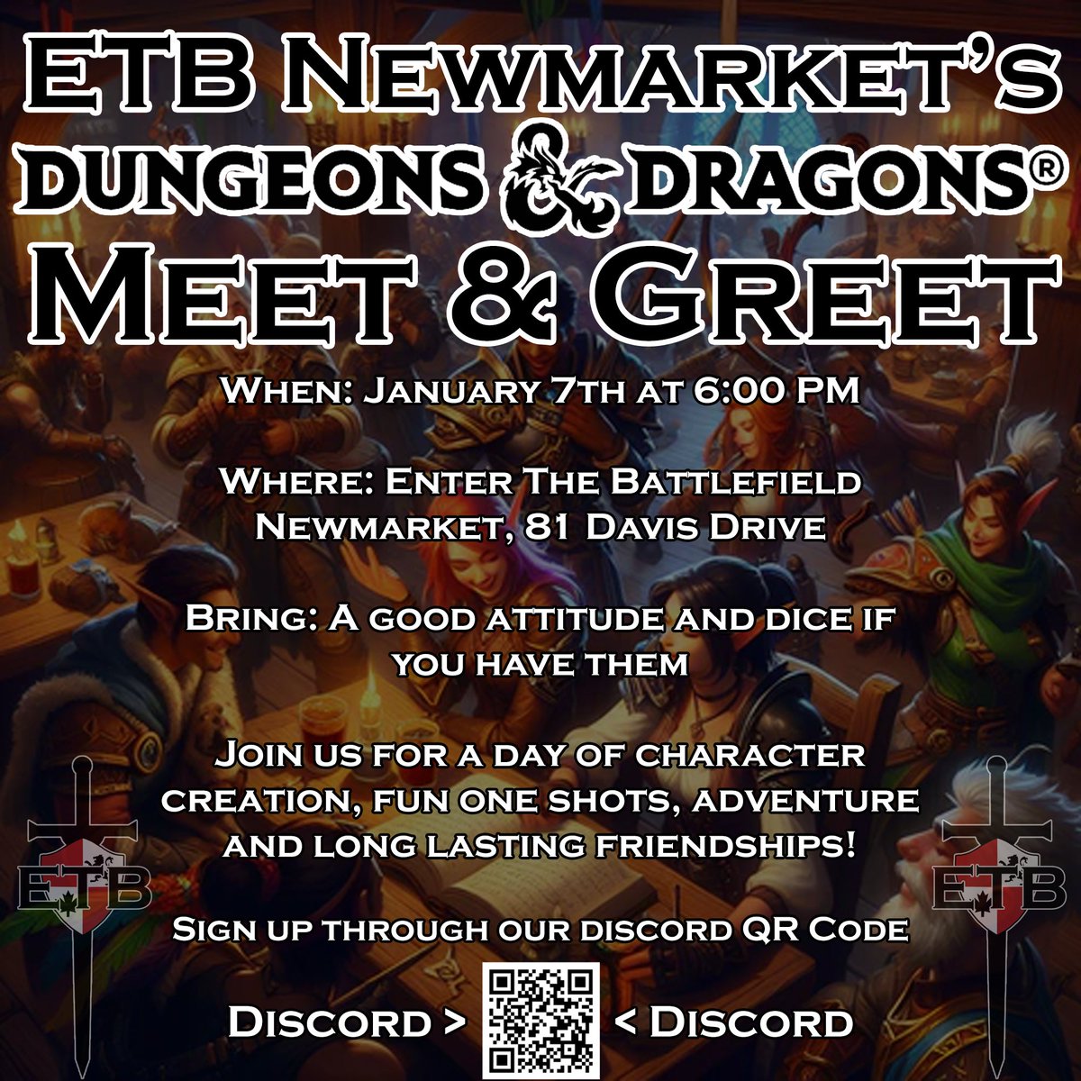 Enter The Battlefield (@enterthebattle1) on Twitter photo Hello fellow adventurers and nerds of all shapes and sizes!
We are having our next Dungeons and Dragons Meet & Greet this coming Tuesday (January the 7th 2025 <a href="/6pm/">Follow us @Shop6pm!</a>)! I hope to see you all out there with your big smiles and big ol bags of dice! Hello fellow adventurers and nerds of all shapes and sizes!
We are having our next Dungeons and Dragons Meet & Greet this coming Tuesday (January the 7th 2025 <a href="/6pm/">Follow us @Shop6pm!</a>)! I hope to see you all out there with your big smiles and big ol bags of dice!