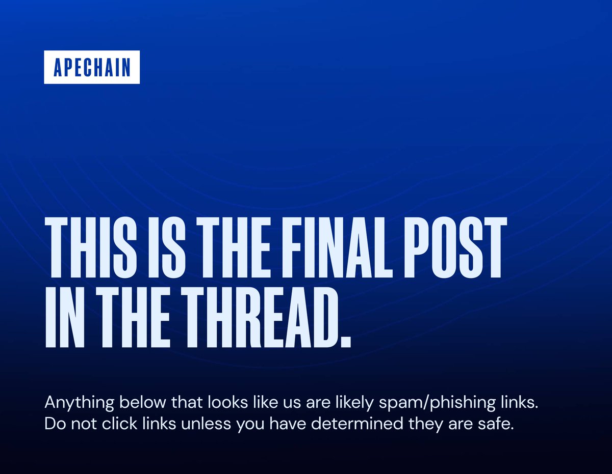 This is the final post in the thread. Anything below that looks like us are likely spam/phishing links. DO NOT CLICK LINKS unless you have determined they are safe.