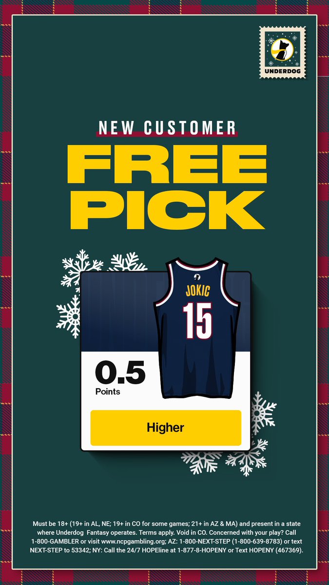 TheDunkCentral's tweet photo. 🚨 New Year Special 🚨

If Jokic scores 1 point today, you win ! 

Use code “DUNK” to play 👇

Link: https://t.co/cJbBiczeEh https://t.co/pQ1cyfxR7u