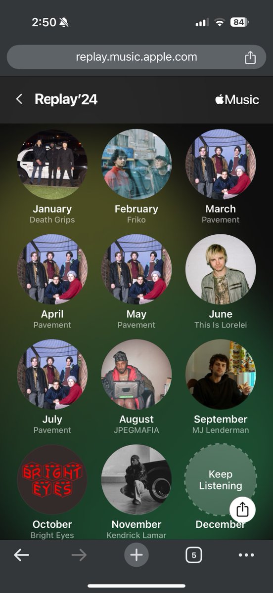 My Replay🎧 Pavement was my most listened once again, Death Grips was my go-to gym band all year, and Lift to Experience was my favorite “new to me” artist