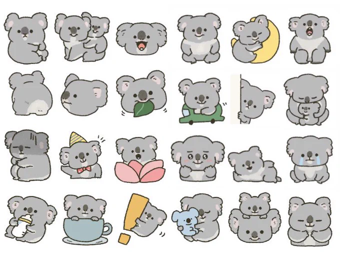 ちっちゃいコアラ絵文字たくさん描いたよまた夜描こーっと #コアラ #koala 