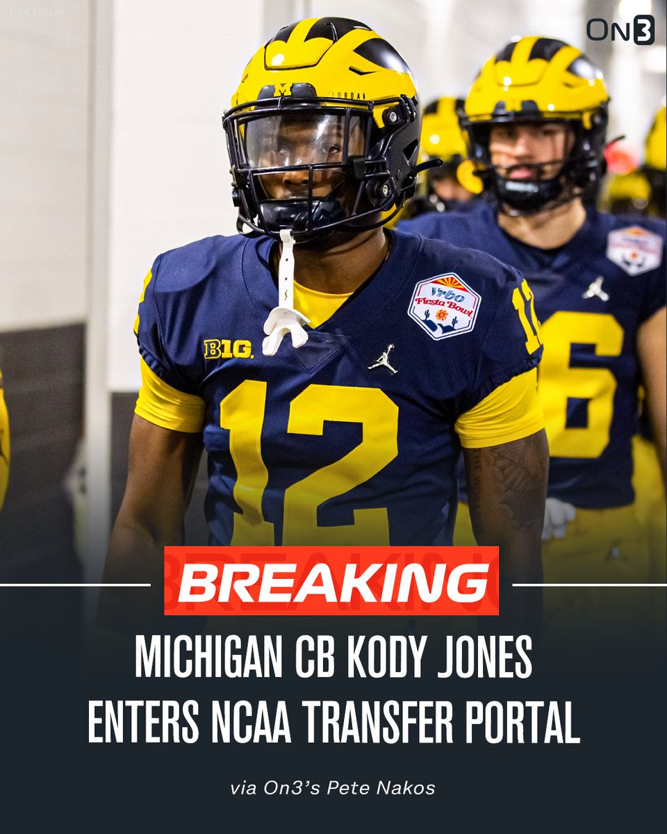 Transfer Portal (@transferportal_) on Twitter photo NEWS: Michigan CB Kody Jones has entered the NCAA Transfer Portal, <a href="/PeteNakos_/">Pete Nakos</a> reports.
Jones was a 4-star in the 2022 class.
on3.com/transfer-porta… NEWS: Michigan CB Kody Jones has entered the NCAA Transfer Portal, <a href="/PeteNakos_/">Pete Nakos</a> reports.
Jones was a 4-star in the 2022 class.
on3.com/transfer-porta…