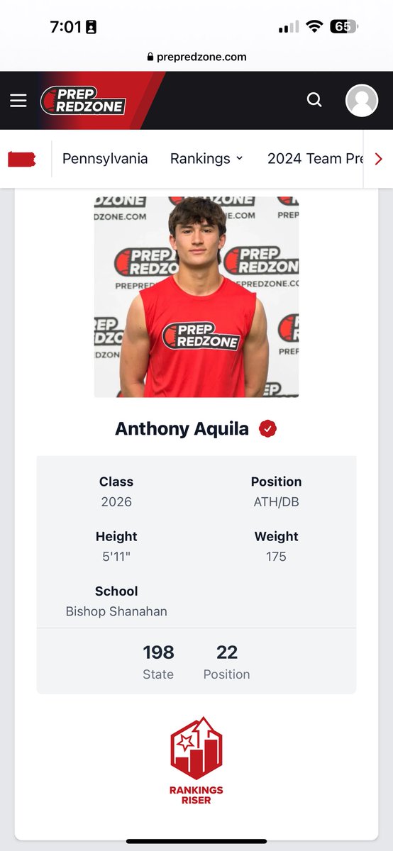 Anthony Aquila (@anthonyaquila_3) on Twitter photo Happy to say I went from 38th ranked Athlete in Pennsylvania last year to now ranked 22nd!!!
Thank you @PRZPAvic <a href="/footballcoach79/">coachweider</a> <a href="/PrepRedzonePA/">Prep Redzone Pennsylvania</a> 🙌🏻🙌🏻
<a href="/BSHS_Eagles_FB/">Bishop Shanahan Football</a> <a href="/Bishop_Shanahan/">Bishop Shanahan H.S.</a>
<a href="/PaFootballNews/">Pennsylvania Football News</a> <a href="/ChescoGridiron/">ChesCo Gridiron Insiders</a> Happy to say I went from 38th ranked Athlete in Pennsylvania last year to now ranked 22nd!!!
Thank you @PRZPAvic <a href="/footballcoach79/">coachweider</a> <a href="/PrepRedzonePA/">Prep Redzone Pennsylvania</a> 🙌🏻🙌🏻
<a href="/BSHS_Eagles_FB/">Bishop Shanahan Football</a> <a href="/Bishop_Shanahan/">Bishop Shanahan H.S.</a>
<a href="/PaFootballNews/">Pennsylvania Football News</a> <a href="/ChescoGridiron/">ChesCo Gridiron Insiders</a>