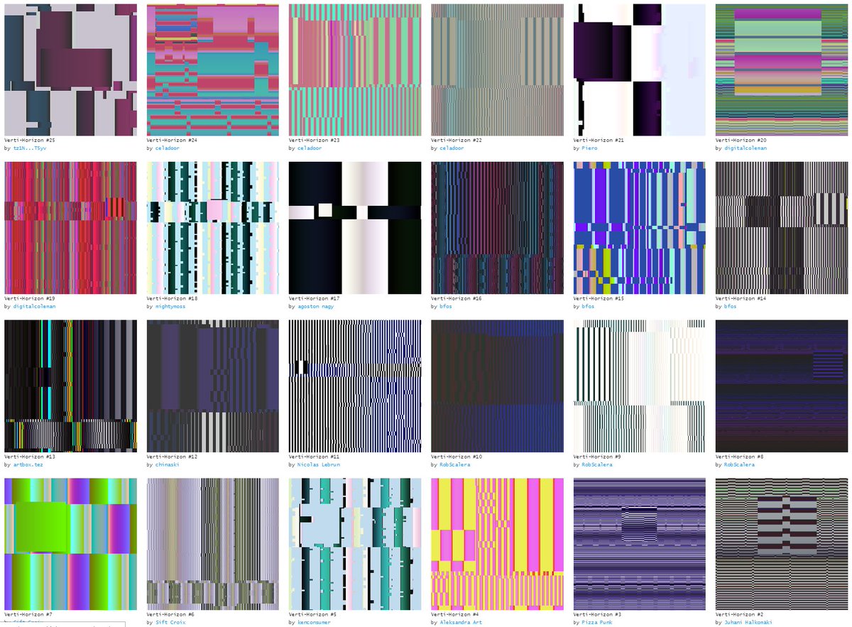 Verti-Horizon, released today on <a href="/editart_xyz/">EditArt</a> , part of the Genuary project, prompt "Vertical or horizontal lines only". Generative animation + soundscape.