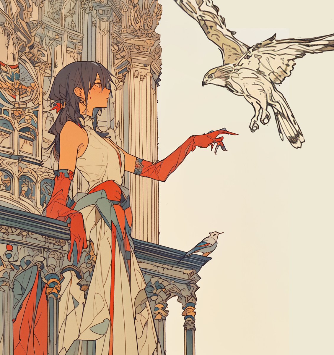 「鳥 」|黒猫さん🐈‍⬛のイラスト