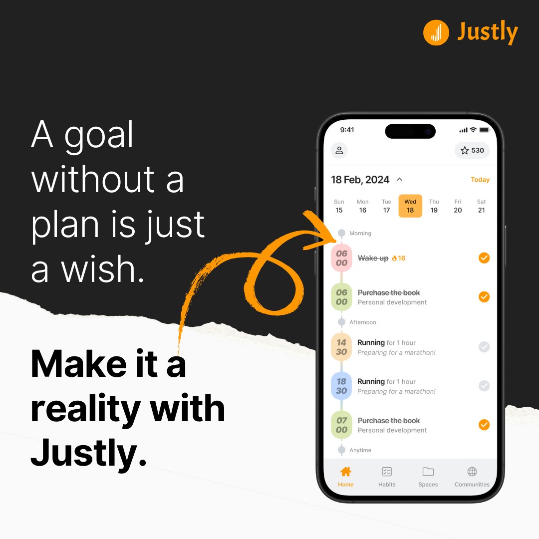 justly_life's tweet image. It's time to take control of your day and achieve more.🚀

Start planning today and make it happen with Justly 👉 justly.life

#justly #goalsetting #planyoursuccess #makeithappen #stayorganized #productivitytools #dreambig #achievegoals