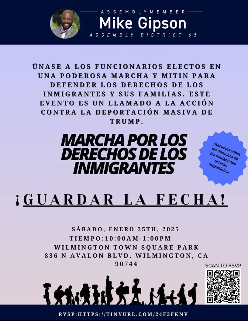 AsmMikeGipson's tweet photo. Announcing: #AD65 March for Immigrant Rights!

We need everyone out to support in defense of our immigrant neighbors.

My team and I hope to see you on the 25th.

I know our voice will be heard loud and clear not just in DC, but around the world. 🌎

RSVP https://t.co/ymjOxrYzLu! https://t.co/vpVTUJpWA8