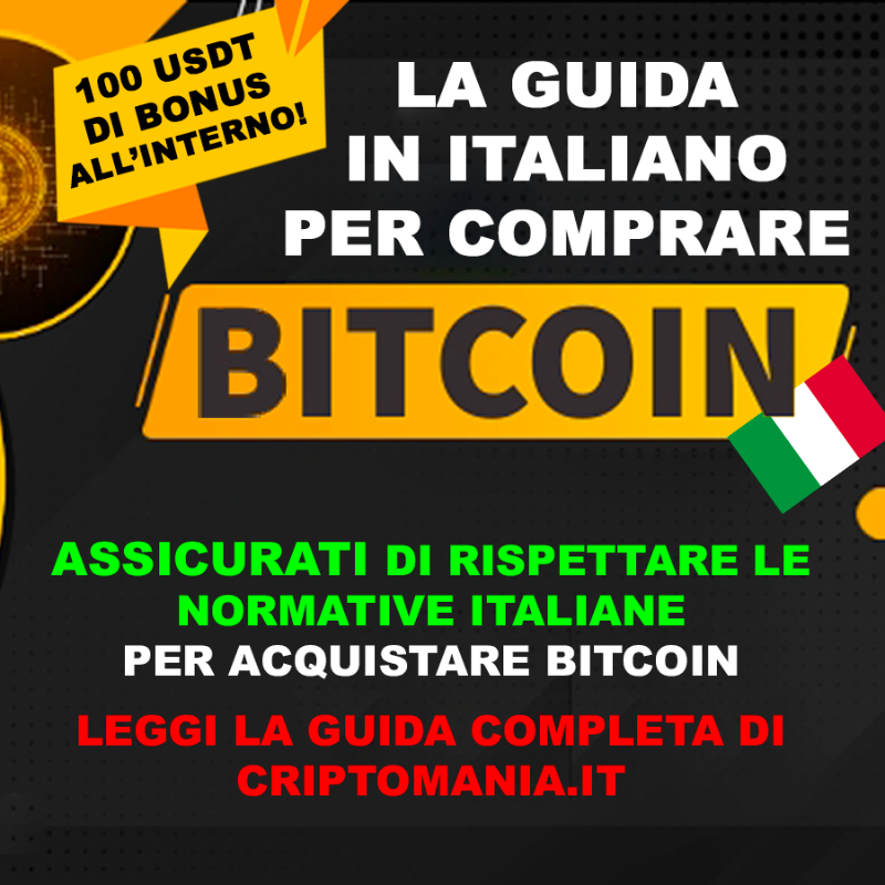 Criptomania_it's tweet photo. 👉🏽 Scopri come comprare Bitcoin in Italia in modo semplice, sicuro e veloce! 

🇮🇹 Assicurati di rispettare le leggi leggendo la guida ufficiale per acquistare criptovalute in Italia. 

Clicca qui 👉🏽 https://t.co/Y61bpRag6c

💰 100$ DI BONUS ALL'INTERNO 💰