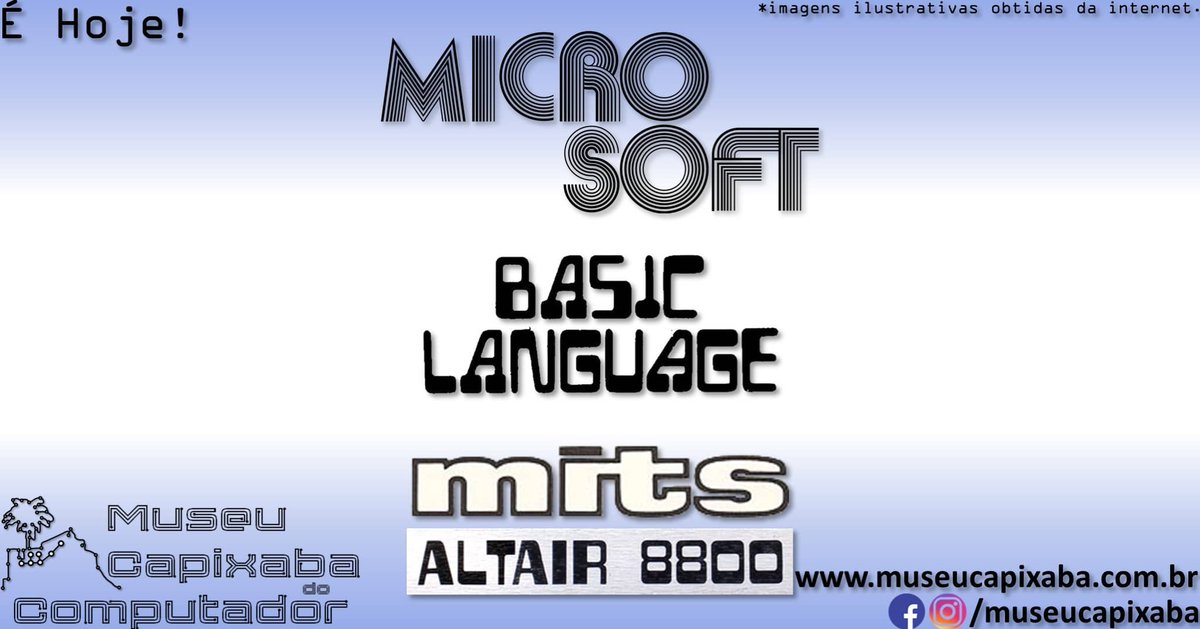 museucapixaba's tweet photo. É hoje! O Microsoft Altair BASIC faz 50 anos!
+em https://t.co/aGuZ4CxRry
#MuseuCapixaba #mcc #éhoje #museu #retro #geek #tecnologia #i8080 #Altair8800 #AltairBASIC #BillGates #Intel #Microsoft #Microcomputador #MITS #PaulAllen #PDP10 #PopularElectronics https://t.co/zC1EVWoand