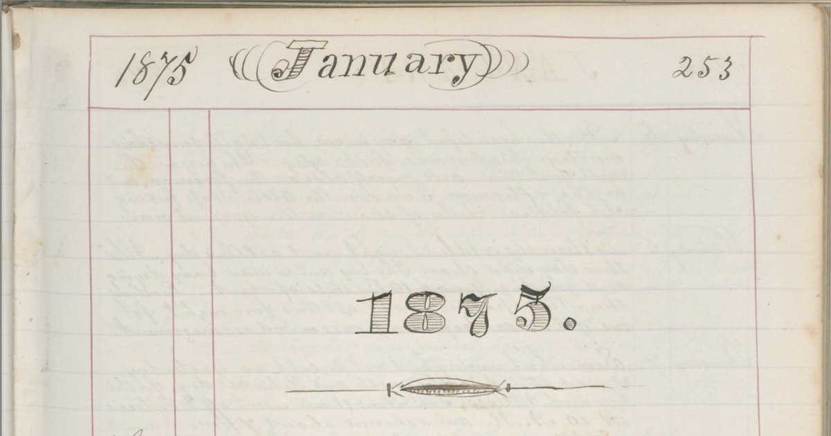 #JamesBarryDiary 1/1/1875 Clear and very cold, and blowing a hurricane this 36 hours. It was so windy and cold that the folks about the settlement could not go to Pictou for rum. No fun of any kind round about these diggings this Christmas or New Year's today. I am not very spry.