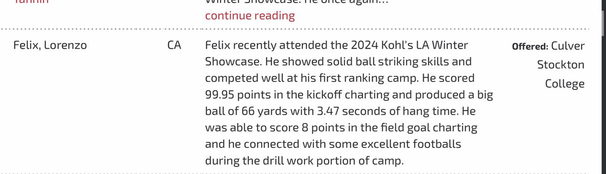 Lorenzo 4.5⭐️ (@f4renzo) on Twitter photo Proud to be ranked a 4.5 star at the espn ranking event <a href="/KohlsKicking/">Kohl's Kicking Camps</a> <a href="/CoachLanceo/">Coach Lance</a> <a href="/CoachZacBarton/">Zac Barton</a> <a href="/DogWiredDudes/">Fresno State FB Recruiting</a> <a href="/CoachKennyPerry/">Kenny Perry 🌵</a> <a href="/PaulHol51500058/">Paul Holland</a> Proud to be ranked a 4.5 star at the espn ranking event <a href="/KohlsKicking/">Kohl's Kicking Camps</a> <a href="/CoachLanceo/">Coach Lance</a> <a href="/CoachZacBarton/">Zac Barton</a> <a href="/DogWiredDudes/">Fresno State FB Recruiting</a> <a href="/CoachKennyPerry/">Kenny Perry 🌵</a> <a href="/PaulHol51500058/">Paul Holland</a>