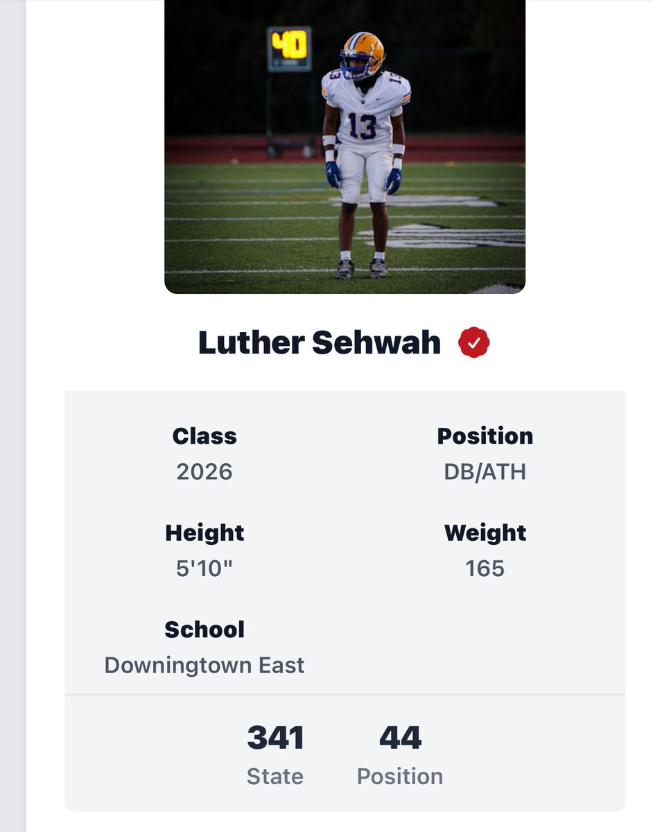 Luther sehwah (@lsehwah) on Twitter photo Thank you for the ranking prep Redzone ๐๐พ <a href="/footballcoach79/">coachweider</a> @PRZPAvic <a href="/DTownFball/">DtownFootball</a> <a href="/PrepRedzonePA/">Prep Redzone Pennsylvania</a> Thank you for the ranking prep Redzone ๐๐พ <a href="/footballcoach79/">coachweider</a> @PRZPAvic <a href="/DTownFball/">DtownFootball</a> <a href="/PrepRedzonePA/">Prep Redzone Pennsylvania</a>
