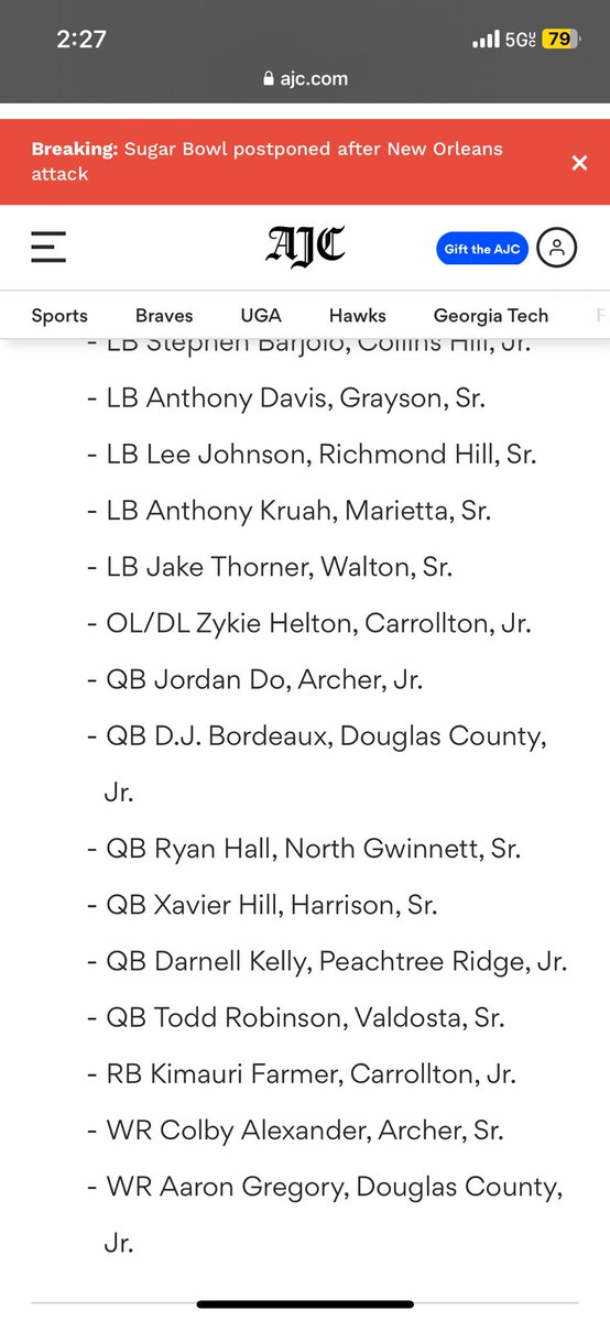 Really excited to be named Cobb player of the year and all state honorable mention by the <a href="/ajc/">Atlanta Journal-Constitution</a>. Blessed to have such a great support group all year! <a href="/hhshoyafootball/">Hoya Football</a> <a href="/hoyafbrecruit/">HoyaFBrecruiting</a> <a href="/rvfc10/">ronveal</a> <a href="/RecruitGeorgia/">Recruit Georgia</a> <a href="/NEGARecruits/">Northeast Georgia Recruits</a>