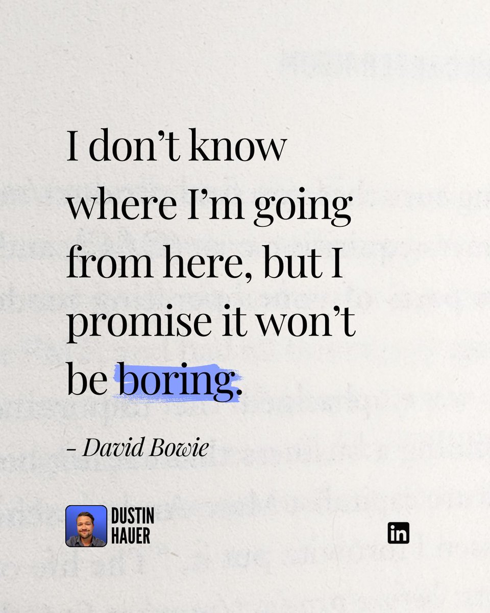 dustinhauer's tweet image. I don’t know where I’m going from here, 
But I promise it won’t be boring.

- David Bowie