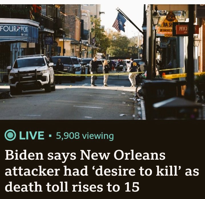 በአሜሪካ ኒው ኦርሊንስ ህዝብ ወደተሰበሰበት መኪና የነዳው ግለሰብ የ15 ሰዎች ህይወት ቀጠፈ። በደረሰው አደጋ ህይወታቸውን ካጡ ሰዎች በተጨማሪ 30 ሰዎች ጉዳት የደረሰባቸው መሆኑ ተሰምቷል።