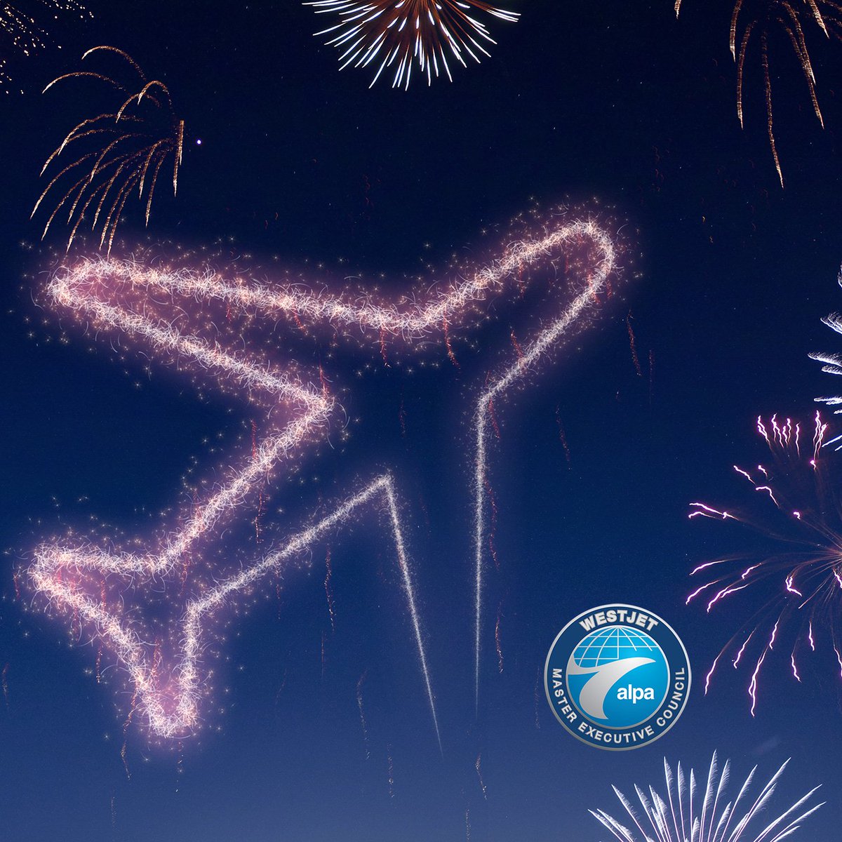 🎉✈️ Happy New Year! We look forward to soaring to new heights together as we welcome a brand-new year. Thank you for being part of our story—whether you're on the ground, in the air, or supporting from afar, we couldn’t do it without you.  #HappyNewYear2025 #WestJetPilots