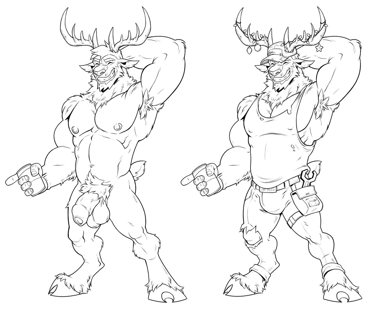 Happy Nude Deer! This handsome buck will be up for auction tomorrow, along with two other designs.