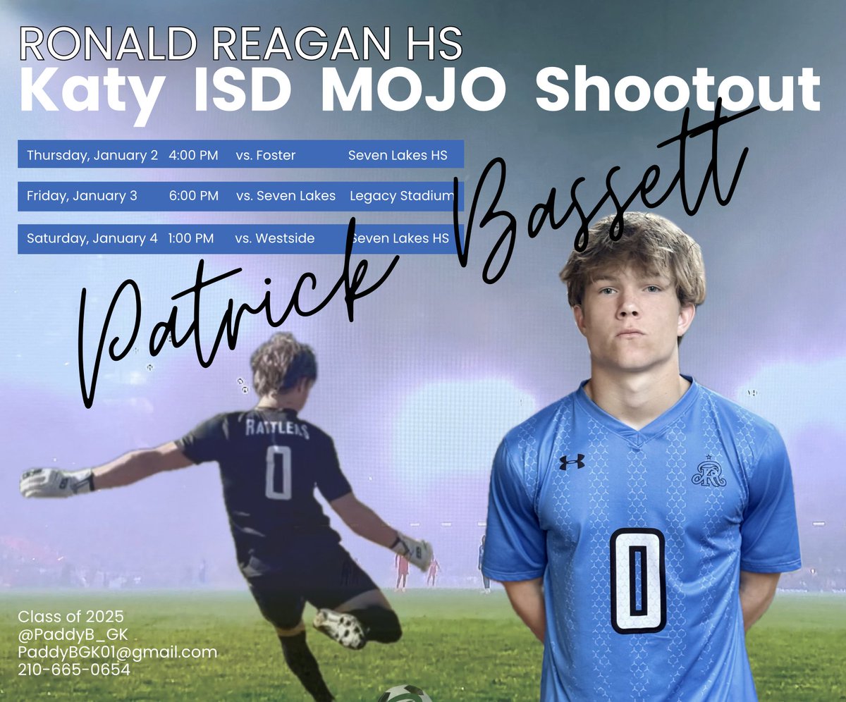Patrick Bassett (@paddyb_gk) on Twitter photo Headed to Houston tomorrow for our first preseason tournament. Strike 'em Rattlers!!
#seniorszn #goalkeeper #soccer <a href="/6a_28/">SA High School & Club Soccer</a> <a href="/sacitysc/">San Antonio City Soccer Club</a> <a href="/RRboysoccer/">Reagan Boys Soccer</a> Headed to Houston tomorrow for our first preseason tournament. Strike 'em Rattlers!!
#seniorszn #goalkeeper #soccer <a href="/6a_28/">SA High School & Club Soccer</a> <a href="/sacitysc/">San Antonio City Soccer Club</a> <a href="/RRboysoccer/">Reagan Boys Soccer</a>