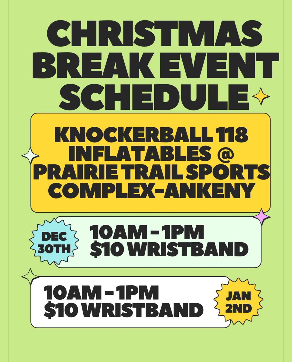 Monday was so much fun, we’re going to do it again. Join us Thursday from 10-1pm in West Gym for some great family fun!!