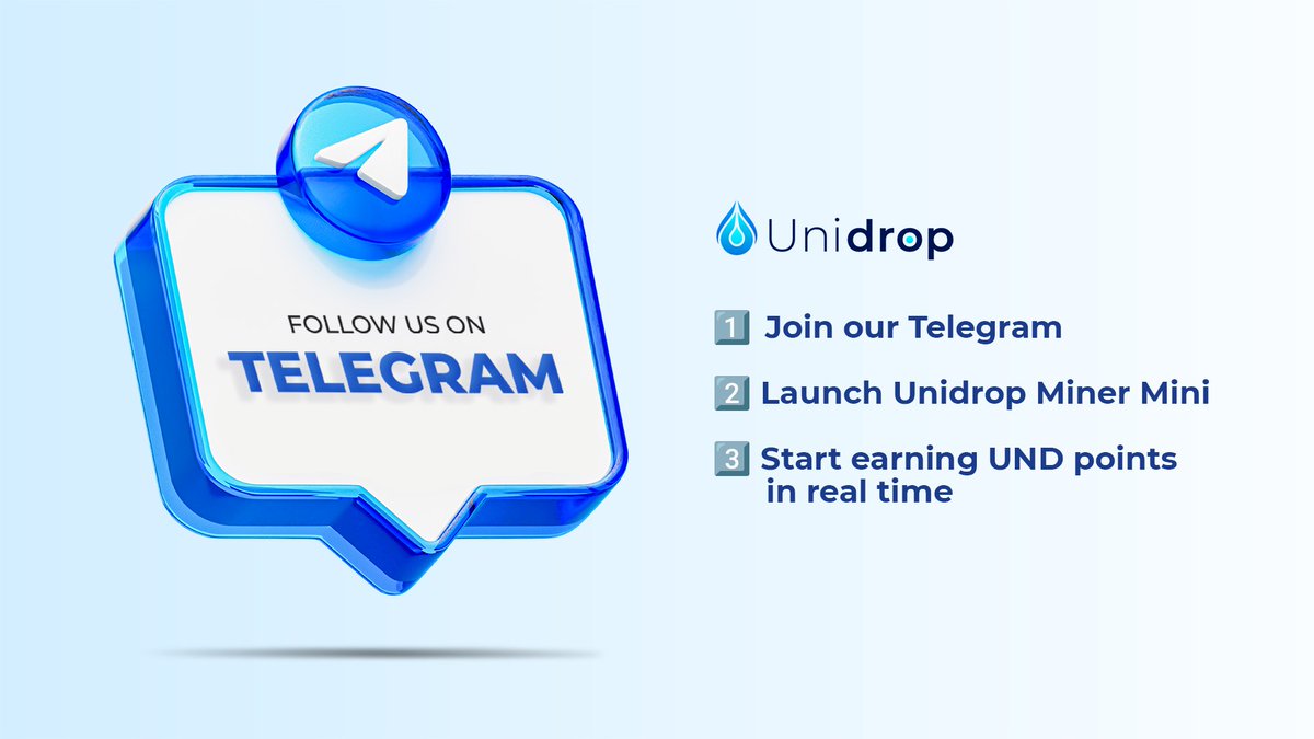 Unidrop_ai's tweet image. 💎 How does it work? 

1️⃣ Join our Telegram. 
2️⃣ Launch Unidrop Miner Mini. 
3️⃣ Start earning UND points in real time. 

 🎯It’s simple! 
#UnidropTelegram #EarnOnTheGo #CryptoMiningApp