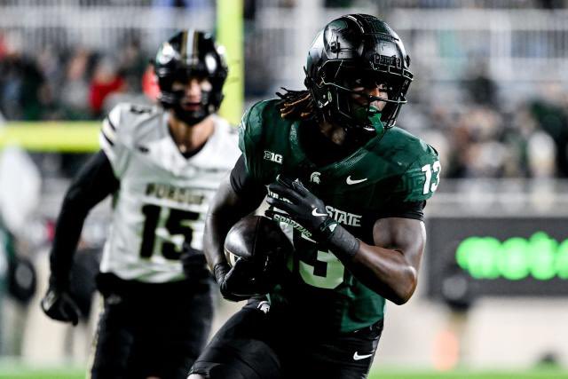 Matt Zenitz (@mzenitz) on Twitter photo Michigan State tight end transfer Ademola Faleye is set to visit Eastern Michigan Jan. 2-4, <a href="/APSportsAgency/">A&P Sports Agency</a> tells <a href="/CBSSports/">CBS Sports</a>/<a href="/247Sports/">247Sports</a>.
The 6-foot-7, 250-pound Faleye played at Norfolk State prior to Michigan State. Michigan State tight end transfer Ademola Faleye is set to visit Eastern Michigan Jan. 2-4, <a href="/APSportsAgency/">A&P Sports Agency</a> tells <a href="/CBSSports/">CBS Sports</a>/<a href="/247Sports/">247Sports</a>.
The 6-foot-7, 250-pound Faleye played at Norfolk State prior to Michigan State.