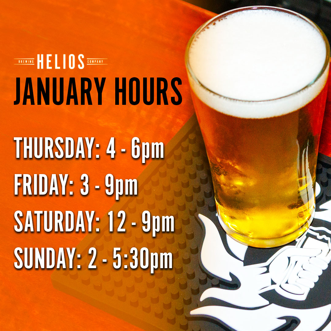 Happy new year everyone! 🍻 Here's a reminder of our January open hours for the month ahead. We look forward to sharing some beers with you all soon! #heliosbrewing #brisbane #beer