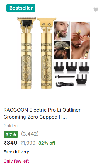 smartBuyHub52's tweet image. Get a sharp look with the RACCOON Electric Pro Grooming Clipper, now just ₹349 with 82% off! 

fkrtt.in/en/ba0OED

 #JustHere #SmartGrooming #MumbaiAttack #TopDeal