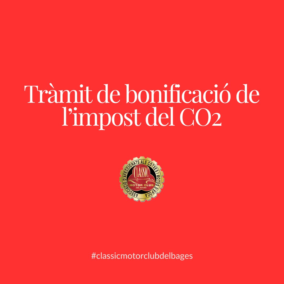 Fins al 31 de gener. els socis i sòcies en disposició de bonificar l'impost del CO2 als seus vehicles clàssics poden sol·licitar la gestió a través del Clàssic. Teniu informació detallada a la nostra web: documentació necessària, com emplenar el formulari, cost i terminis.