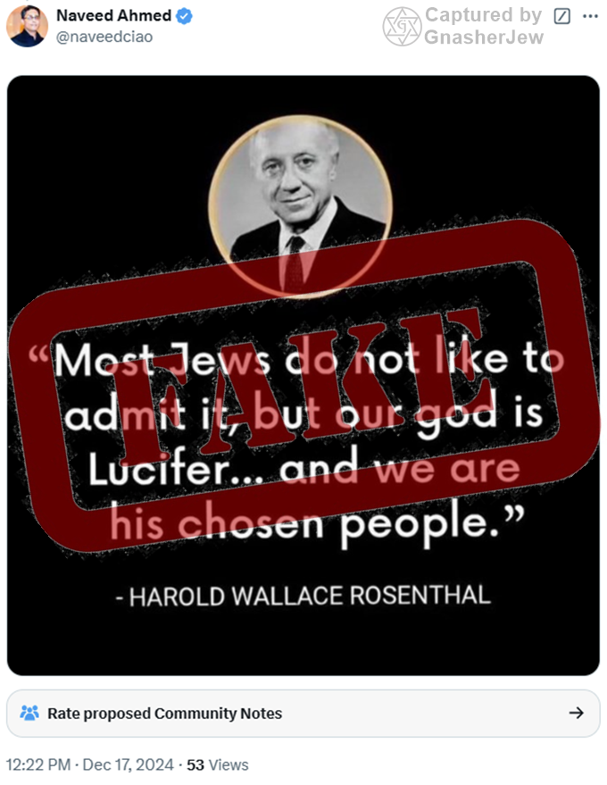 GnasherJew's tweet photo. It’s unbelievable that someone like Naveed Ahmed is head of a department that trains British Civil Servants @UKCivilService.

He spreads neo-Nazi grade antisemitism and tries to blame Israel for the attacks of 7th October.

Antisemitic Islamic extremists appear to have infiltrated every sphere of our society unchallenged by the police or the government. Link to our post about him in the reply post below.