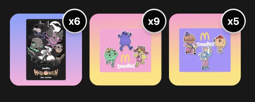 Gm gm! Happy Thursday!

Decided to do another giveaway today, continuing on from raffles I ran during the holidays. 

This time, I’ve got 20 redeemables to raffle off from recent <a href="/doodles/">doodles</a> pack drops. Pictured below, I’ve got:

5 X Hap and Friends collectible pin trios
9 X Grimace