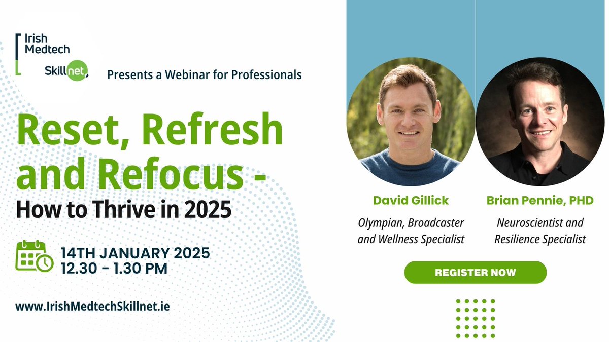 IrishMedtechSkillnet (@medtechskillnet) on Twitter photo FREE webinar to drive impact for 2024: 'Reset, Refresh and Refocus - How to Thrive in 2025'.
🟢 Date: January 14th, 2025
🟢 Time: 12.30 – 1:30 p.m. (Local Irish Time)
🟢 FREE TO ATTEND
With <a href="/DavidGillick/">David Gillick</a> <a href="/PennieBrian/">Brian Pennie, PhD</a>
FREE to book:irishmedtechskill.net/3P30a8V FREE webinar to drive impact for 2024: 'Reset, Refresh and Refocus - How to Thrive in 2025'.
🟢 Date: January 14th, 2025
🟢 Time: 12.30 – 1:30 p.m. (Local Irish Time)
🟢 FREE TO ATTEND
With <a href="/DavidGillick/">David Gillick</a> <a href="/PennieBrian/">Brian Pennie, PhD</a>
FREE to book:irishmedtechskill.net/3P30a8V