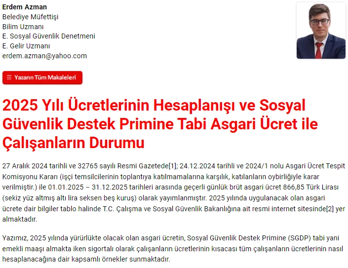 muhasebetrcom's tweet photo. Belediye Müfettişi Erdem Azman - 2025 Yılı Ücretlerinin Hesaplanışı ve Sosyal Güvenlik Destek Primine Tabi Asgari Ücret ile Çalışanların Durumu
https://t.co/Pk274Z7sC0 https://t.co/hjFmpDmhwd